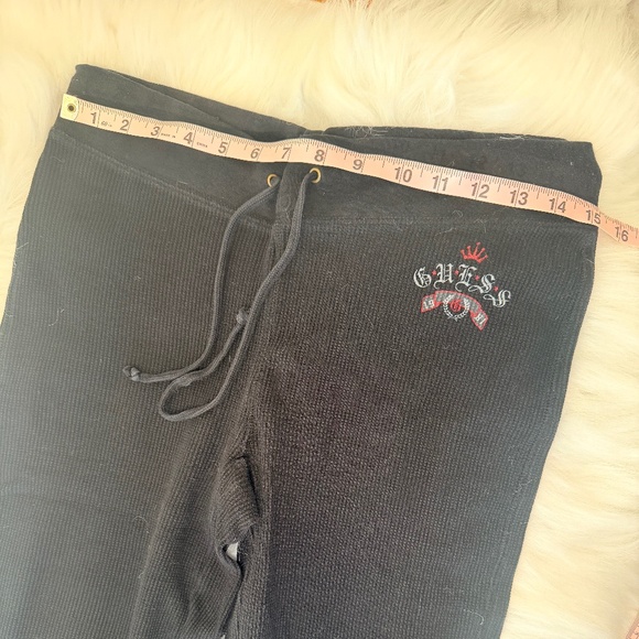 Guess Black Waffle Lounging Pants/Drawstring Waist - Picture 7 of 14